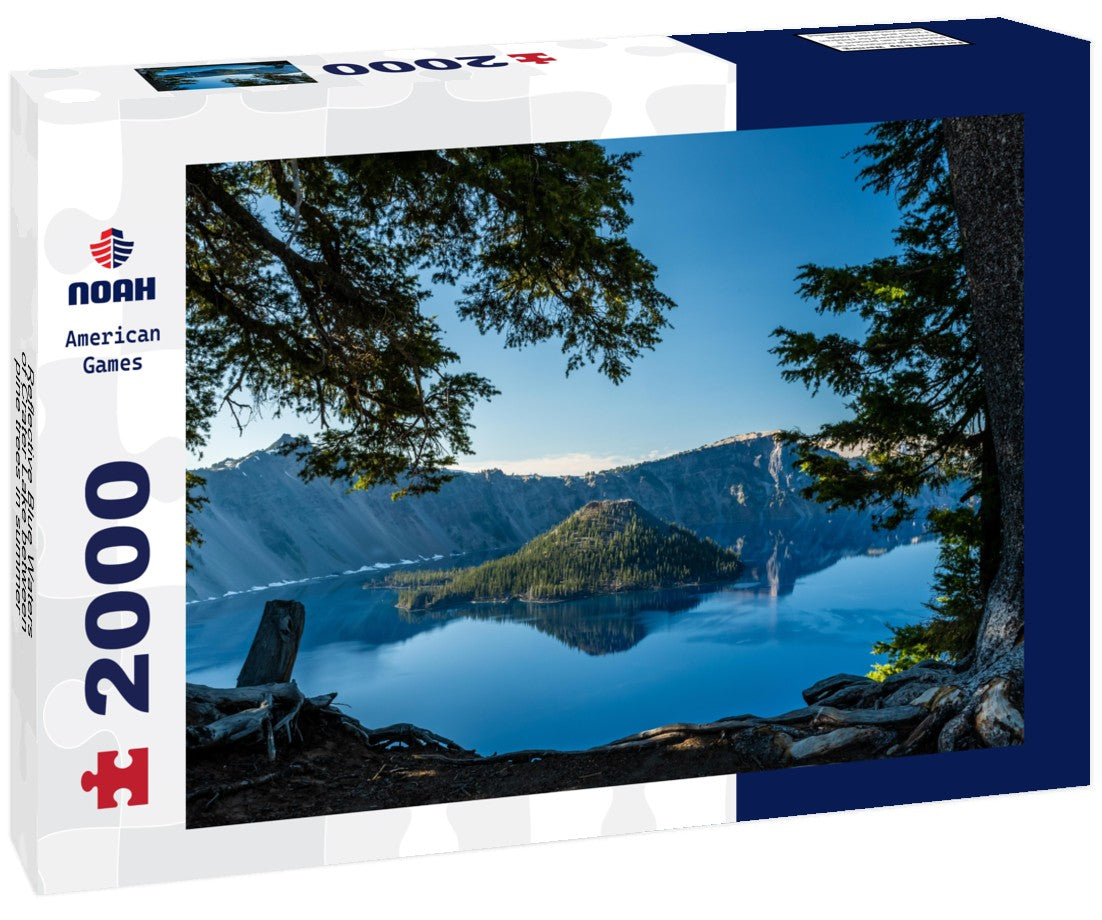 Reflective Blue Waters of Crater Lake between pine trees in summer 2000pc Puzzle