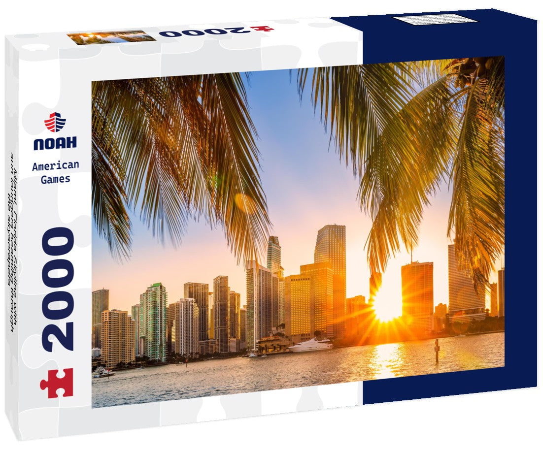 Miami, Florida Skyline with sun loungers beaming through the skyscrapers 2000pc Puzzle