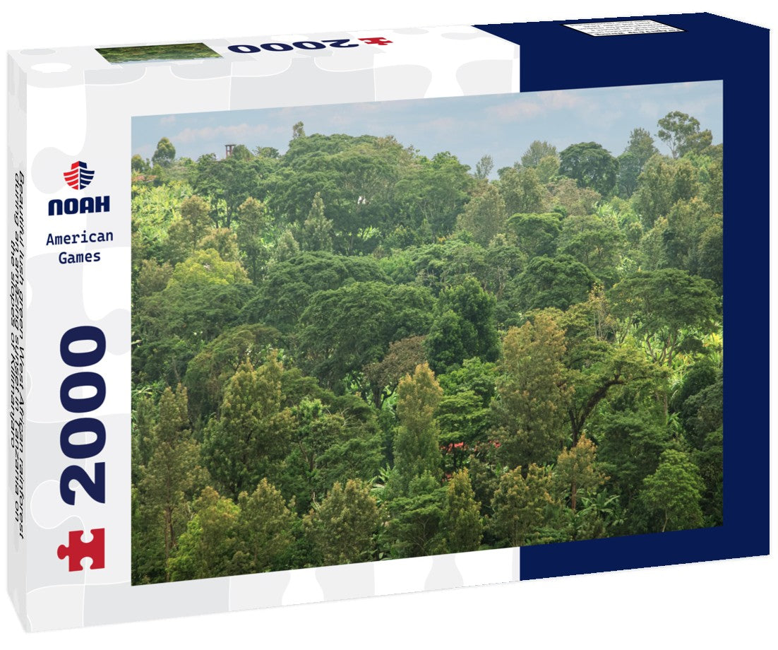 Beautiful lush green West African rainforest during an amazing sunset in Tanzania on the slopes of Kilimanjaro 2000pc Puzzle