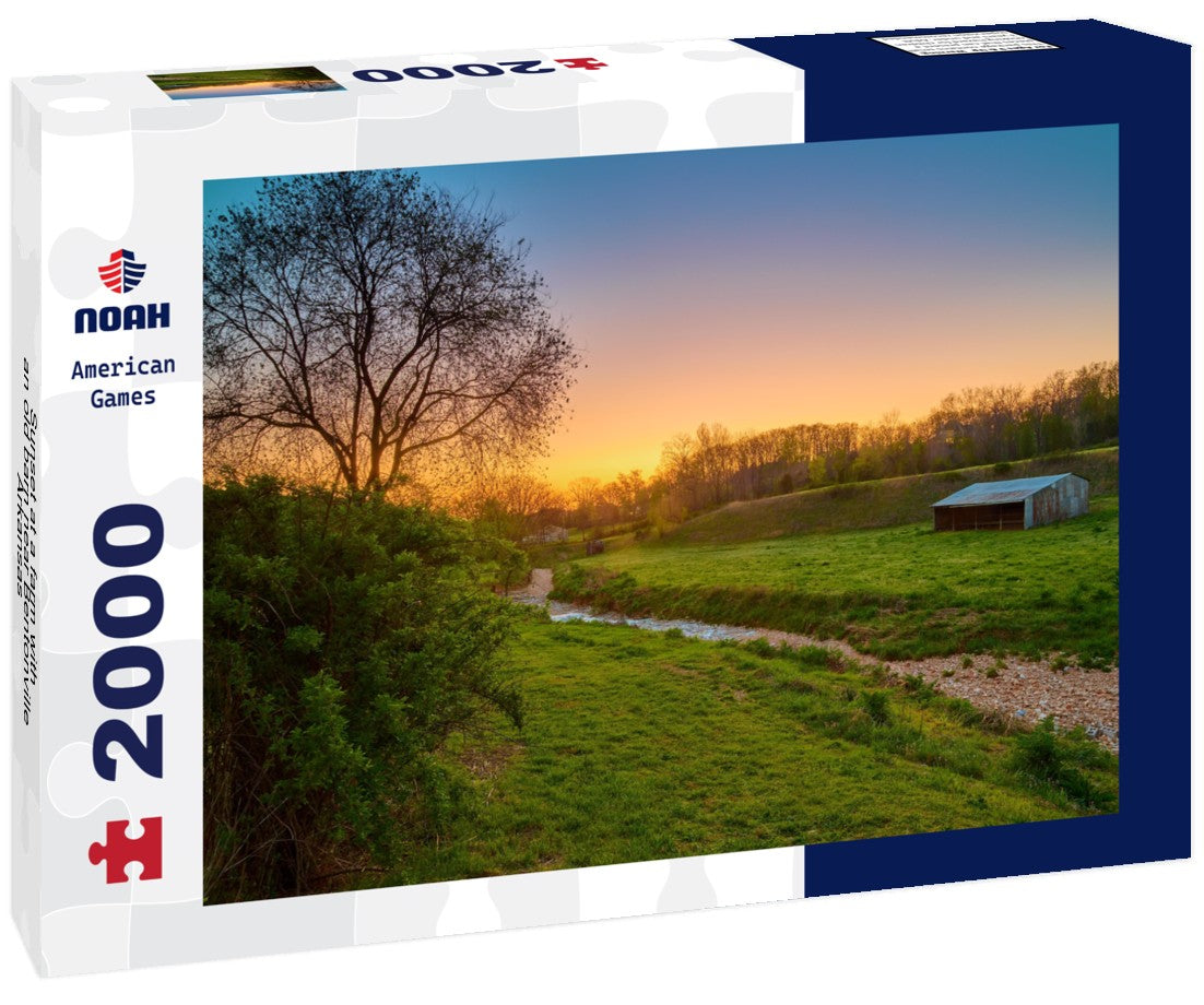 Sunset at a farm with an old barn near Bentonville, Arkansas 2000pc Puzzle