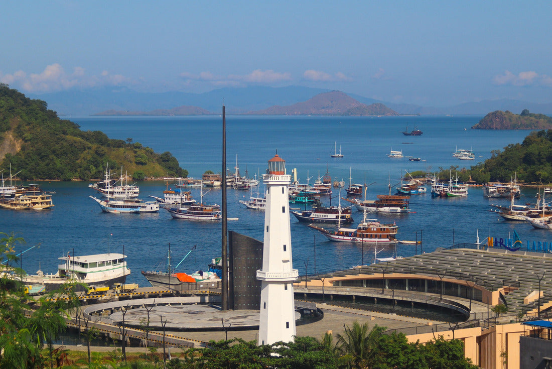 Noah Jigsaw Puzzle The lighthouse in Marina Labuan Bajo harbour. Boats and islands backgrounds with blue ocean Flores Indonesia 2000 pieces