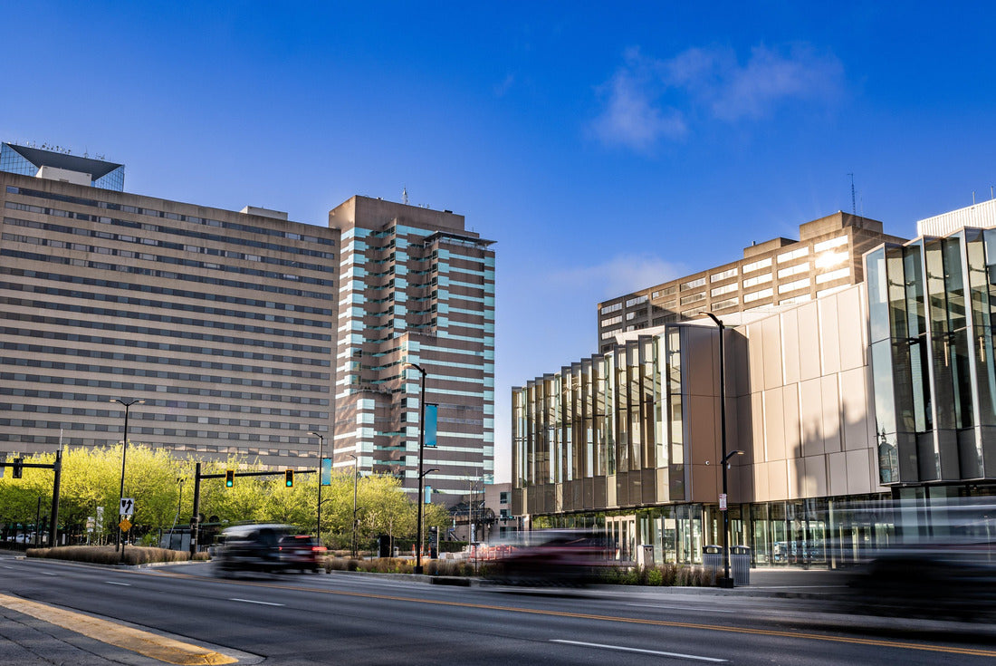 Traffic on Main Street in Lexington, Kentucky, across from tall office buildings, hotels and newly built convention and sports arena 2000pc Puzzle