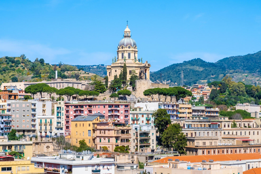 Noah Jigsaw Puzzle Panoramic view of Messina. Votive Temple of Christ the King or Tempio di Cristo Re on hill above the city as a memorial for Italian soldiers 2000 pieces