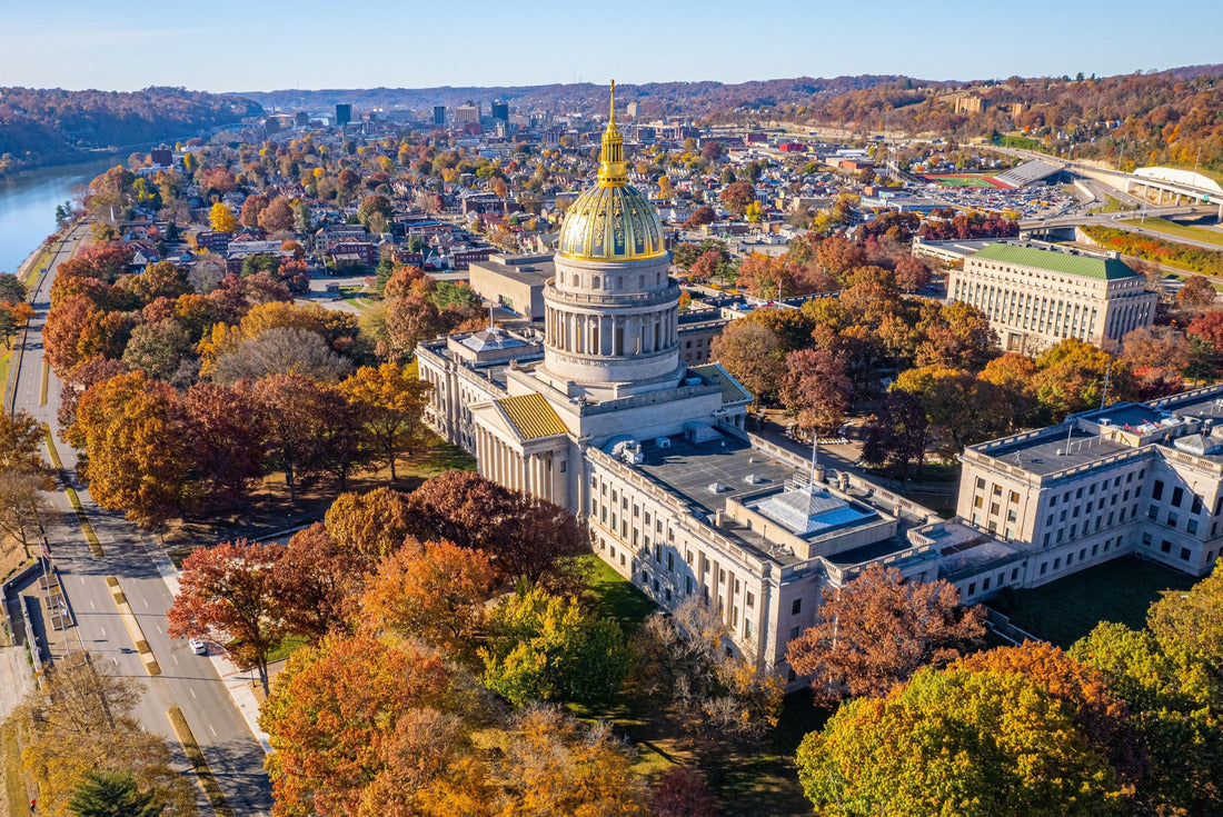 West Virginia State Capitol Building and downtown Charleston with fall foliage 2000pc Puzzle