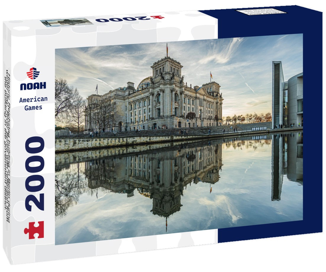Historic Reichstag building in Berlin during winter day. River Spree with reflection from the building in the government district. Sunshine in the background with cloudy sky 2000pc Puzzle