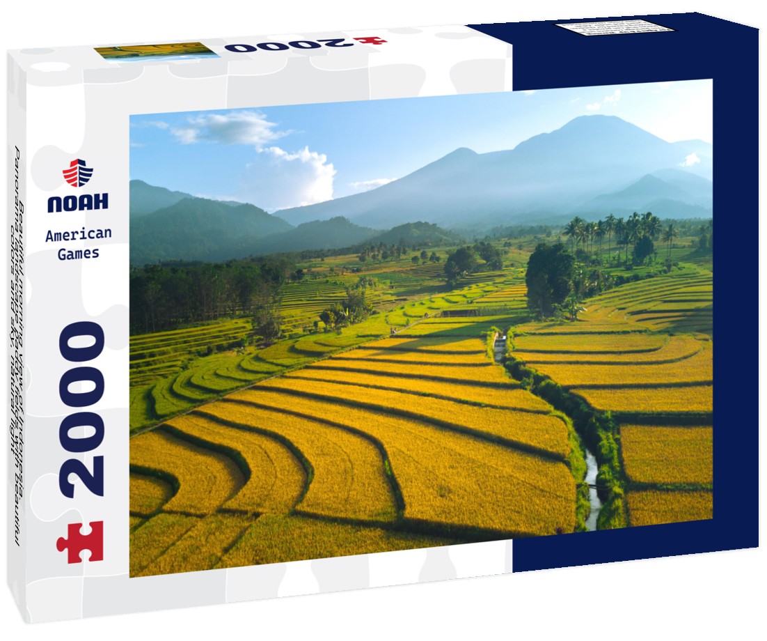 Morning view of Indonesia. landscape paddy fields with beautiful colors and sky, natural light 2000pc Puzzle