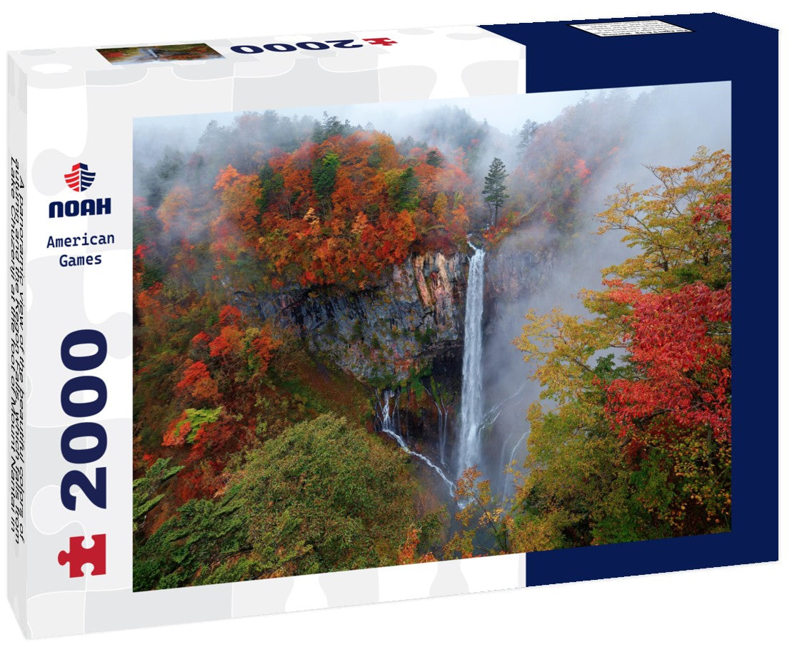 A the beautiful colors of autumn and the Kegon Falls, which falls from Lake Chuzenji at the foot of Mount Nantai in Nikko National Park, Tochigi, Japan 2000pc Puzzle
