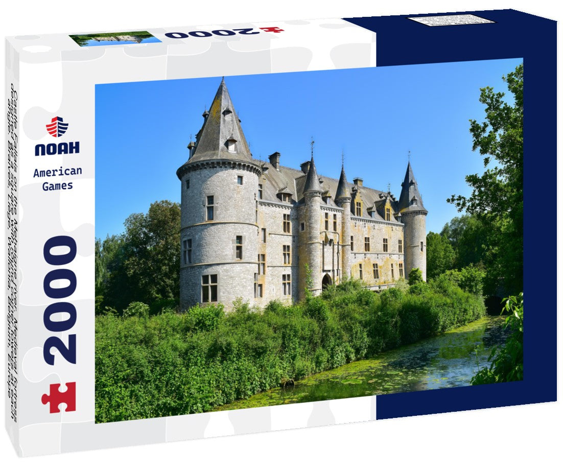 Castle Fallais on the Mehaigne river. Medieval fortress designed as a square with round corner towers at each angle. Braives, Liège, Wallonia, Belgium, Europe 2000pc Puzzle