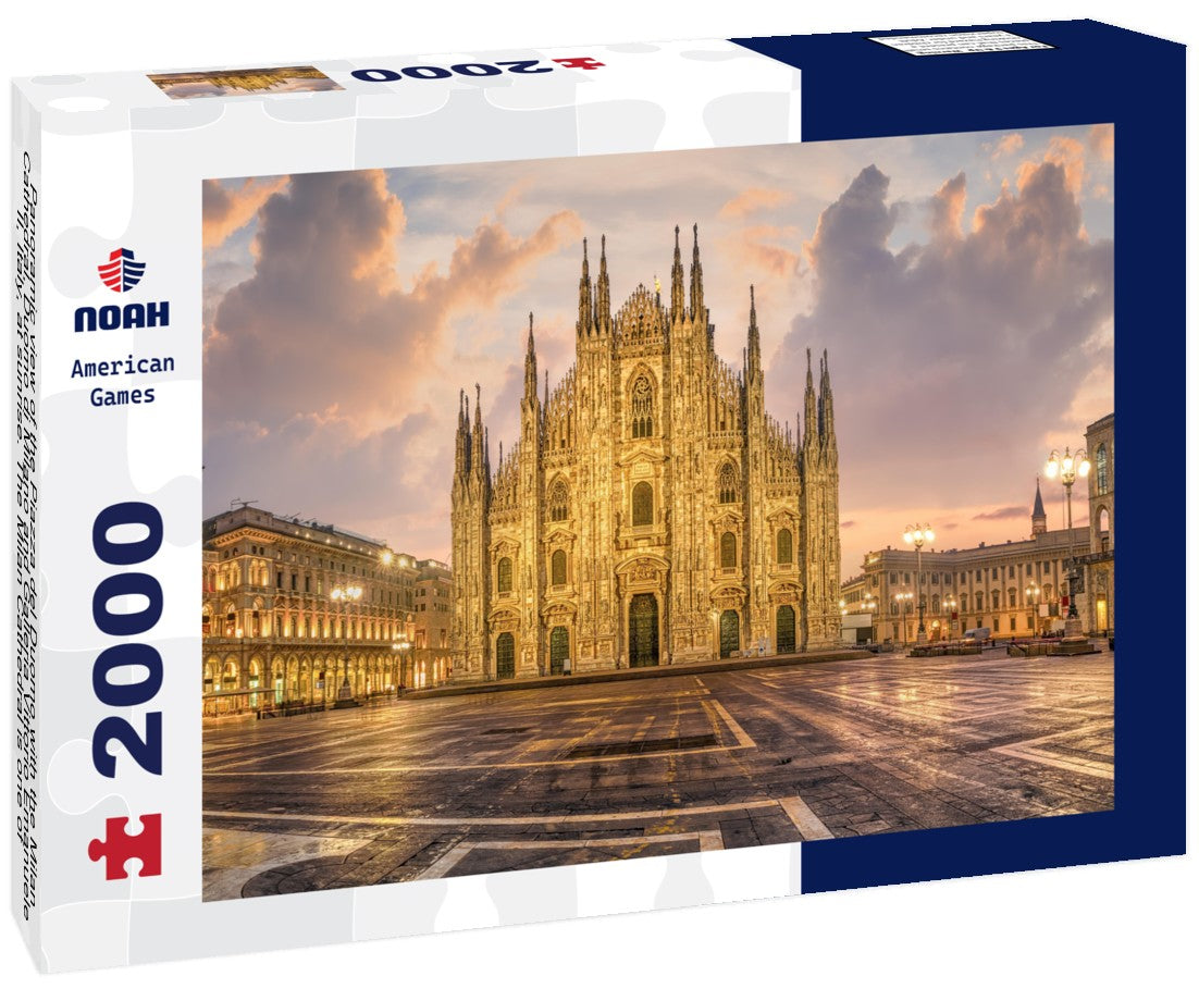 the Piazza del Duomo with the Milan Cathedral, Duomo di Milano and Galleria Vittorio Emanuele II, Italy, at sunrise. The Milan Cathedral is one of the largest churches in the world 2000pc Puzzle