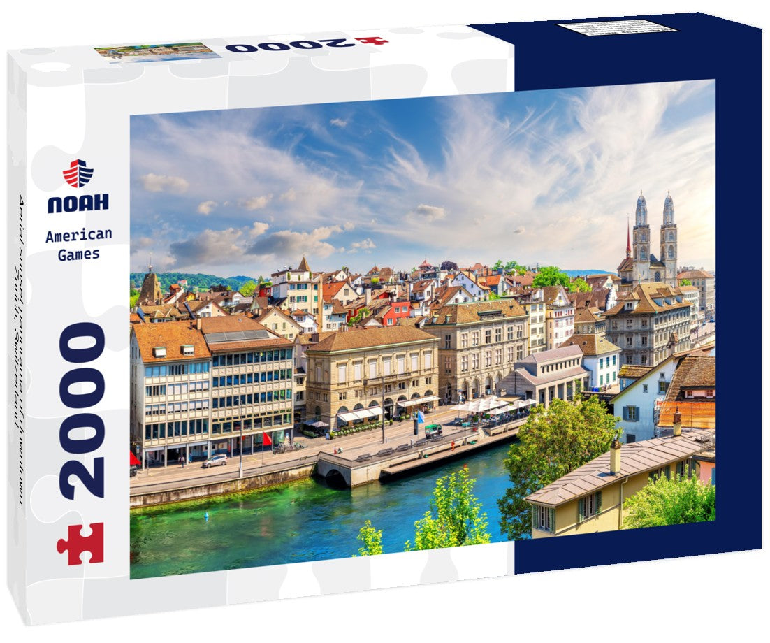 Aerial sunset downtown Zurich, Switzerland 2000pc Puzzle