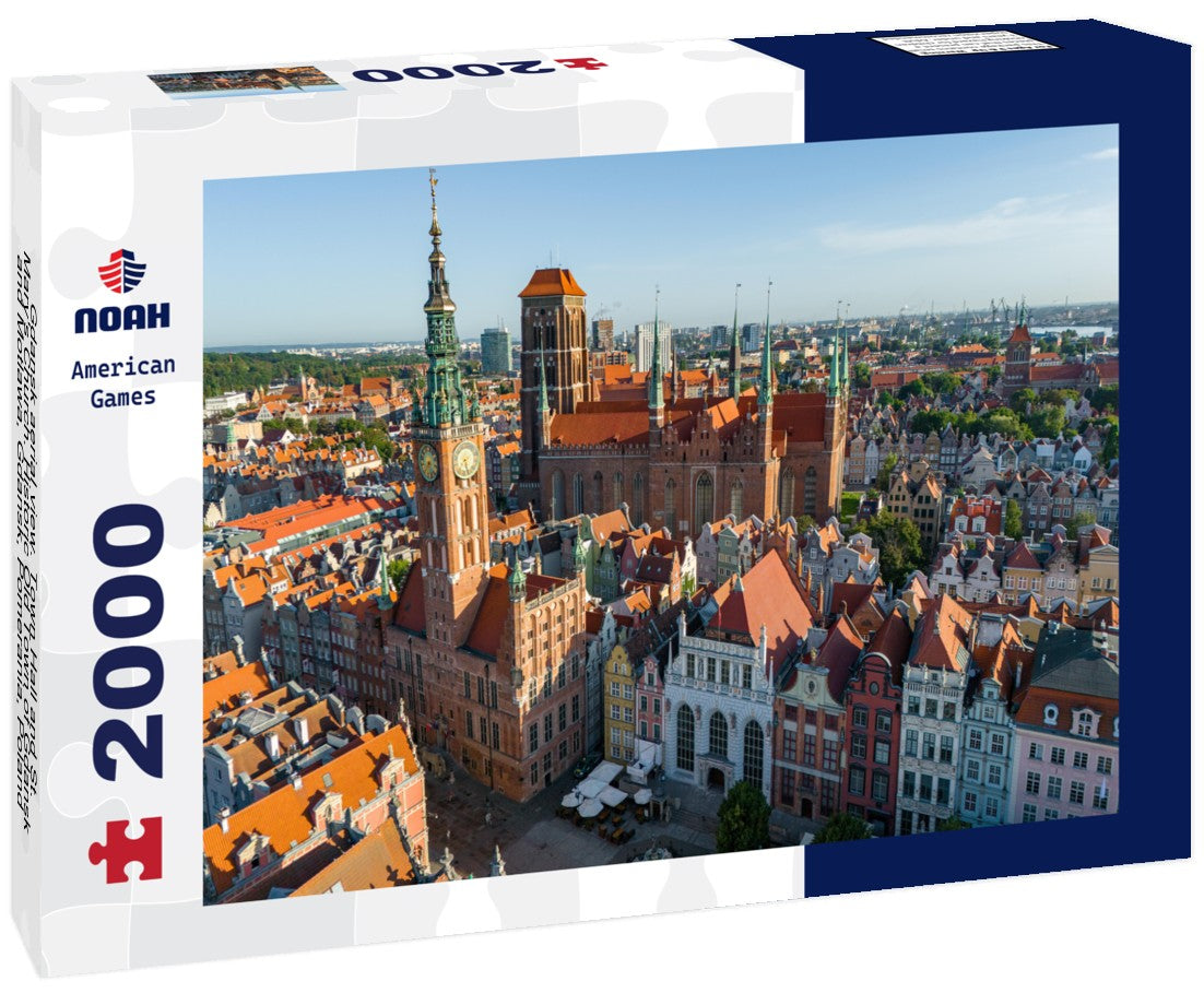 Gdansk aerial view. Town Hall and St. Mary's Church. Historic Old Town of Gdansk and Motlawa, Gdansk, Pomerania, Poland, Europe 2000pc Puzzle