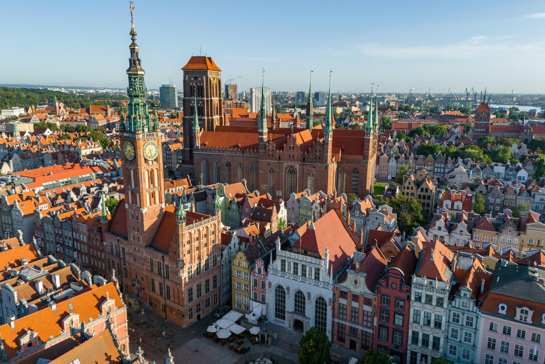 Gdansk aerial view. Town Hall and St. Mary's Church. Historic Old Town of Gdansk and Motlawa, Gdansk, Pomerania, Poland, Europe 2000pc Puzzle