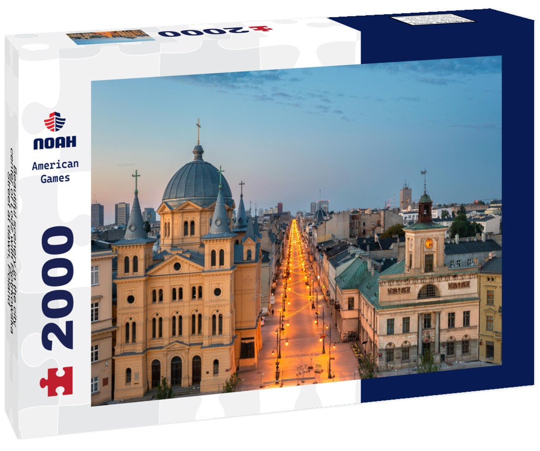 Beautiful scenery in the city center of Lodz with Piotrkowska Street at dawn, Poland 2000pc Puzzle