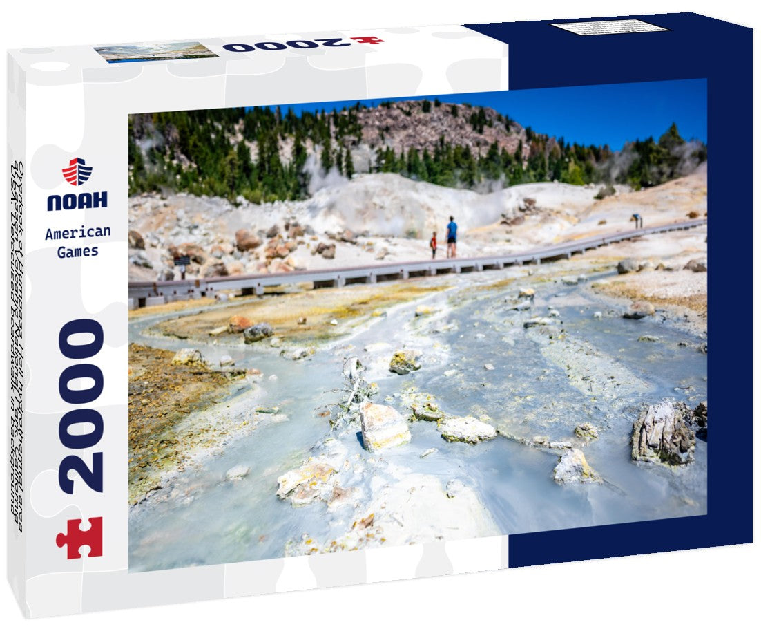 Overlook of Bumpass Hell hydrothermal area at Lassen Volcanic National Park, California, USA. Defocused boardwalk in background 2000pc Puzzle