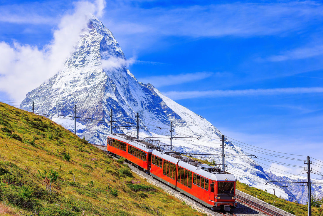 Zermatt, Switzerland. Gornergrat tourist train with Matterhorn mountain in the background. Wallis 2000pc Puzzle