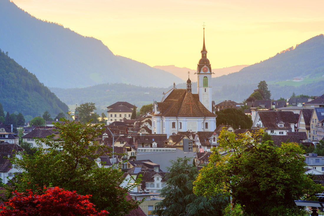 Historic Schwyz Old Town in the Swiss Alps at sunset, Central Switzerland 2000pc Puzzle