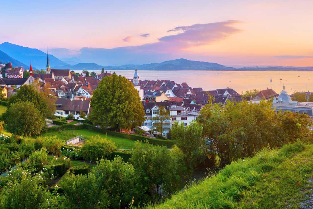 the city of Zug at Lake Zug and the surrounding Swiss Alps at a spectacular sunset, Switzerland 2000pc Puzzle