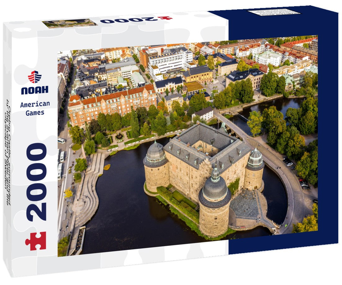 Orebro Castle, surrounded by the Svartan River and the cityscape of Sweden 2000pc Puzzle