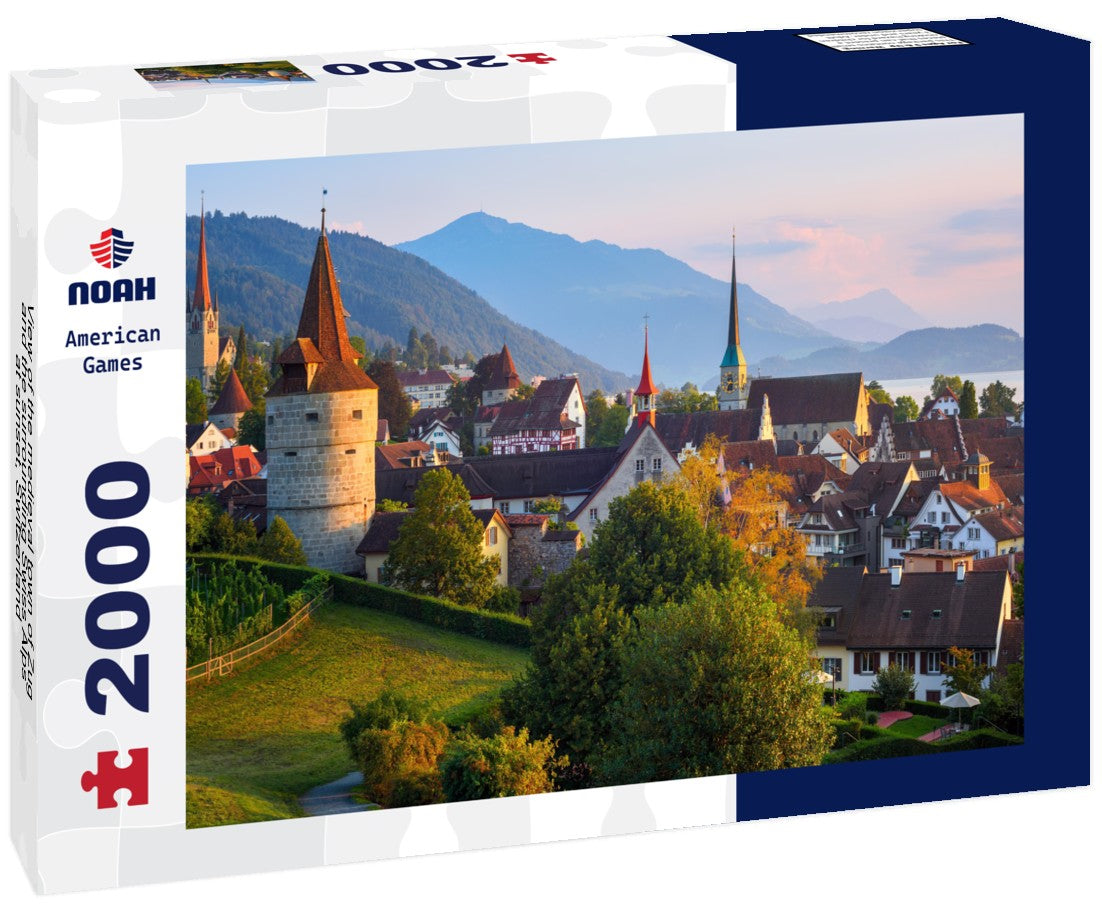 the medieval town of Zug and the surrounding Swiss Alps at sunset, Switzerland 2000pc Puzzle