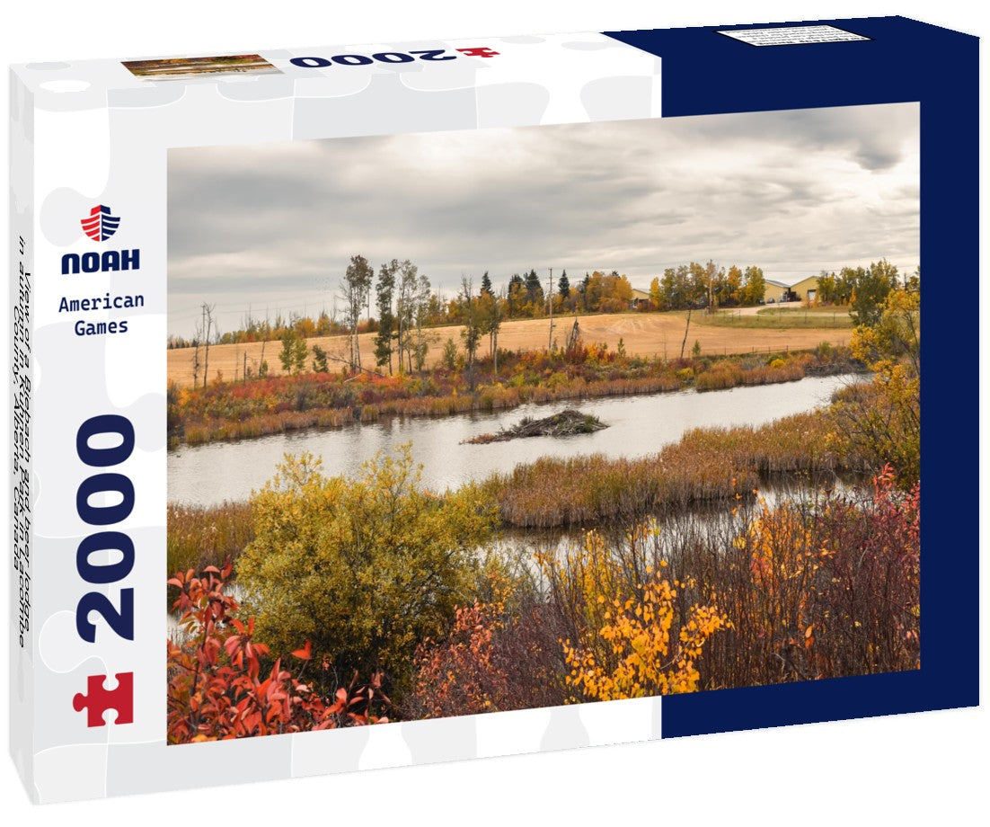 Biebach and beer lodge in autumn in Kuhnen Park in Lacombe County, Alberta, Canada 2000pc Puzzle