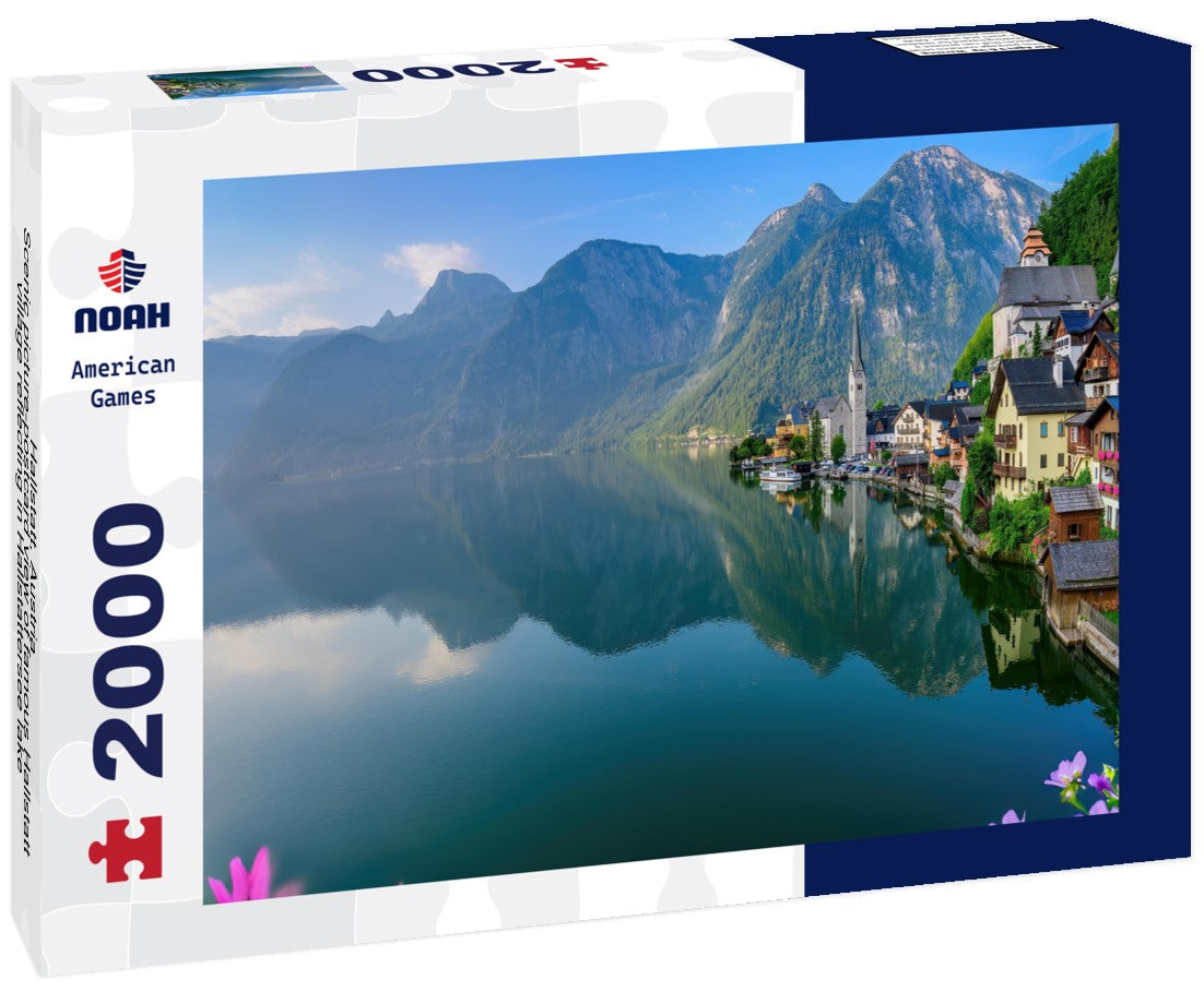 Hallstatt, Austria - Scenic picture-postcard view of famous Hallstatt village reflecting in Hallstattersee lake in the Austrian Alps in beautiful morning light 2000pc Puzzle