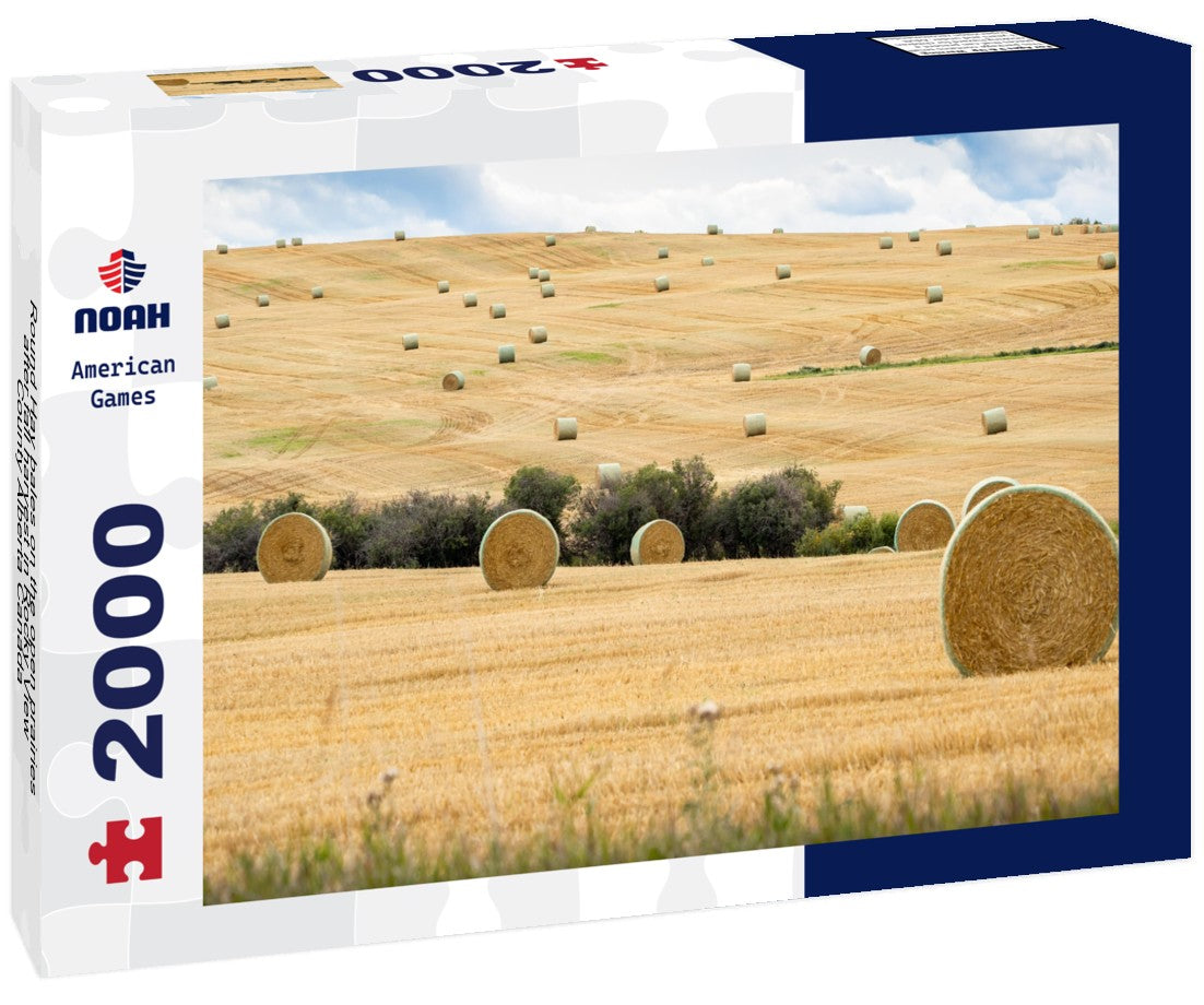 Round Hay bales on the open prairies after fall harvest in Rocky View County Alberta Canada 2000pc Puzzle