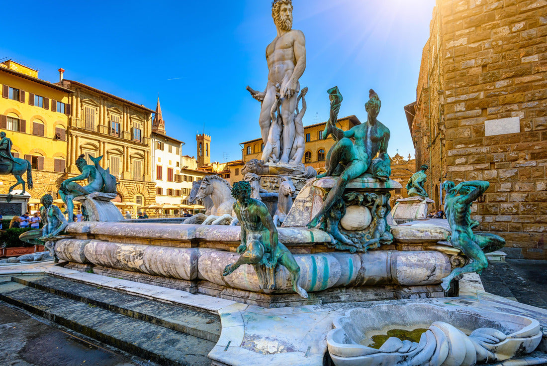 Noah Jigsaw Puzzle Fountain Neptune on the Piazza della Signoria in Florence, Italy. Florence's famous fountain. Florentine architecture. One of the main landmarks of Florence 2000 pieces