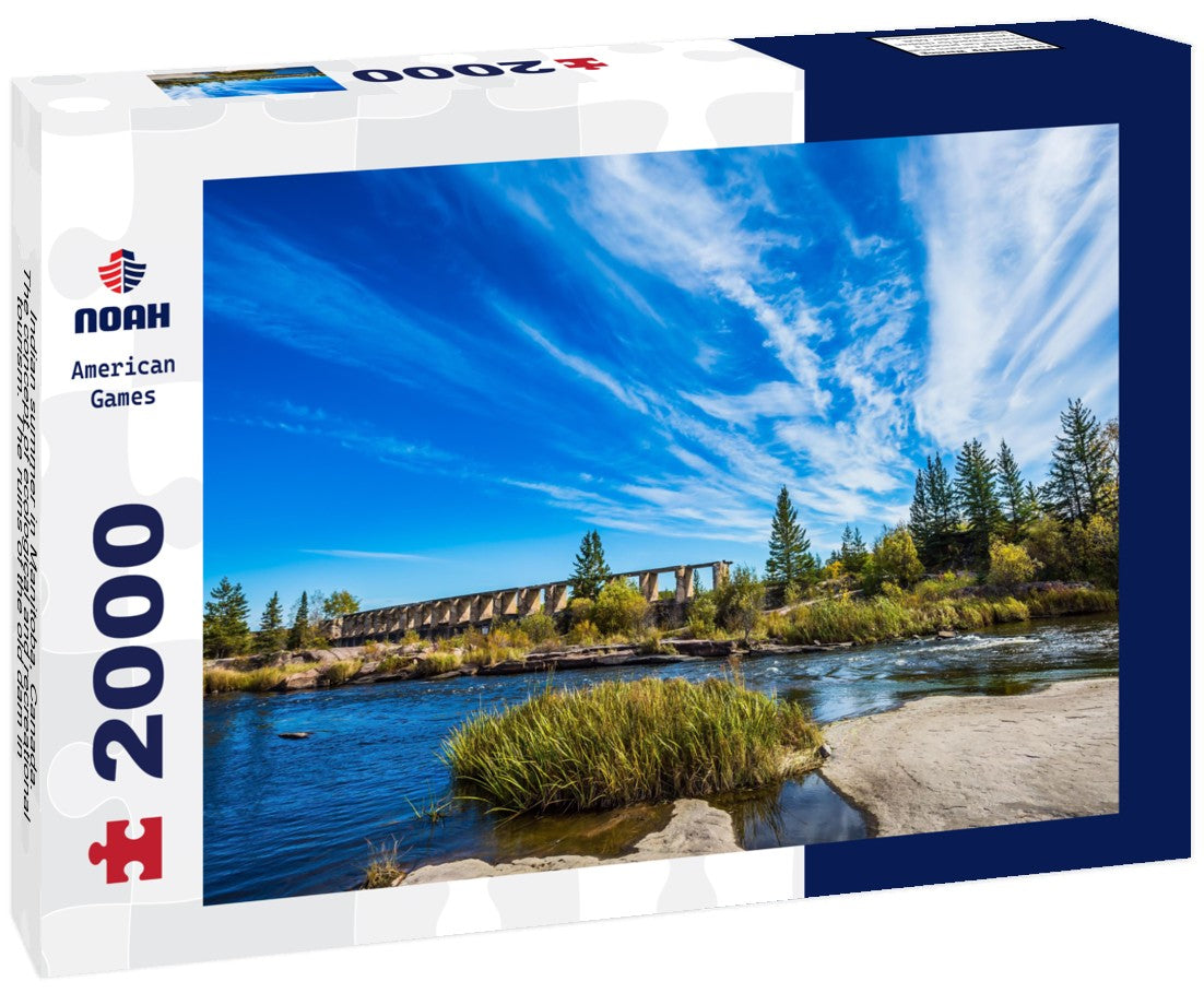 Indian summer in Manitoba, Canada. The concept of ecological and recreational tourism. The ruins of the old dam in the park of the old Pinawa dams 2000pc Puzzle