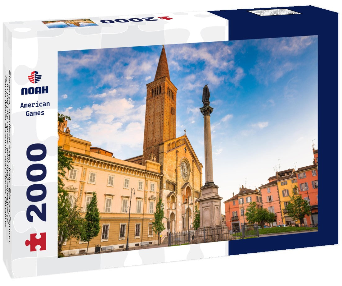 Piacenza, medieval town, Italy. Piazza Duomo in the city center with the cathedral of Santa Maria Assunta and Santa Giustina, warm light at sunset. Emilia Romagna 2000pc Puzzle