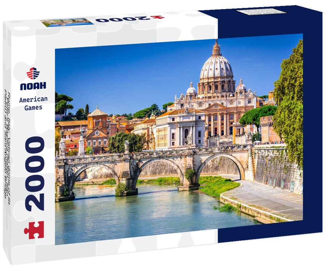 Rome, Italy. Vatican dome of St. Peter's Basilica (Italian: San Pietro) and Sant'Angelo Bridge, over the Tiber River 2000pc Puzzle