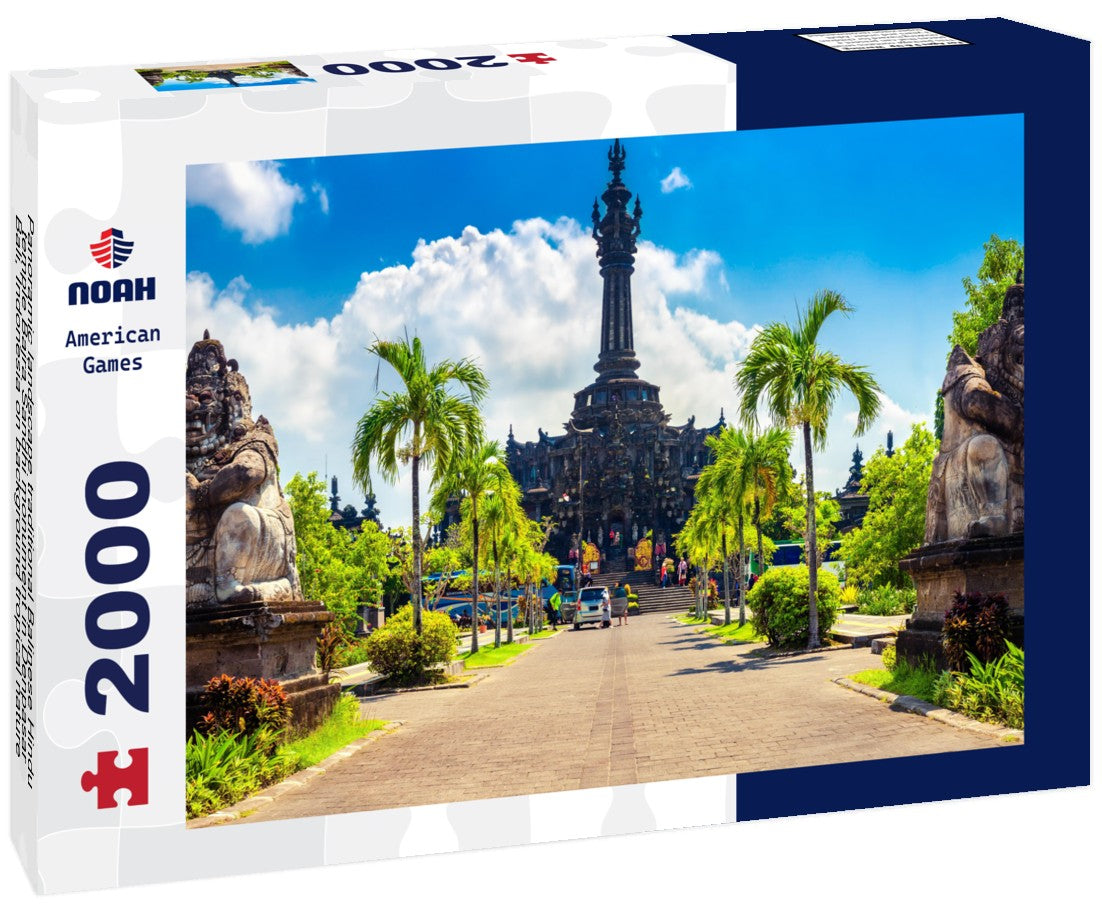 traditional Balinese Hindu temple Bajra Sandhi monument in Denpasar, Bali, Indonesia on background tropical nature and blue summer sky, Indonesia 2000pc Puzzle