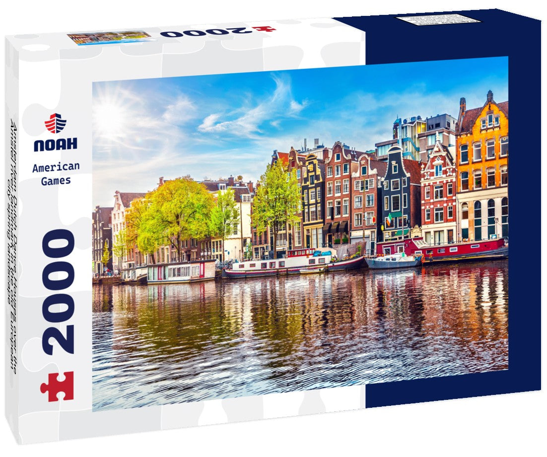 Amsterdam Dutch Dance Houses over the Amstel river landmark in the old European city spring landscape 2000pc Puzzle