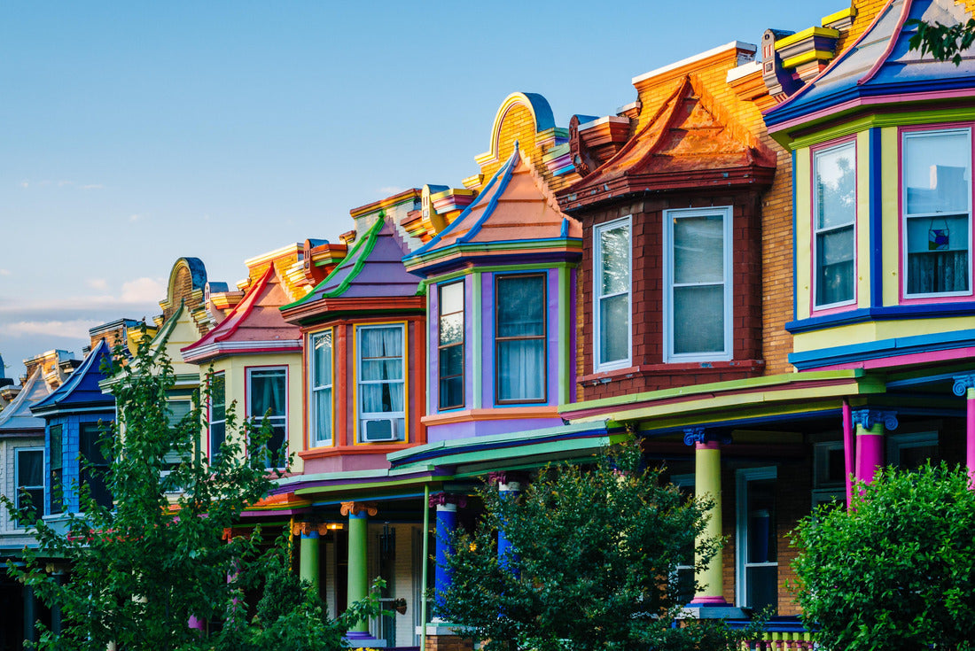 Colorful row houses on Guilford Avenue, in Charles Village, Baltimore, Maryland 2000pc Puzzle