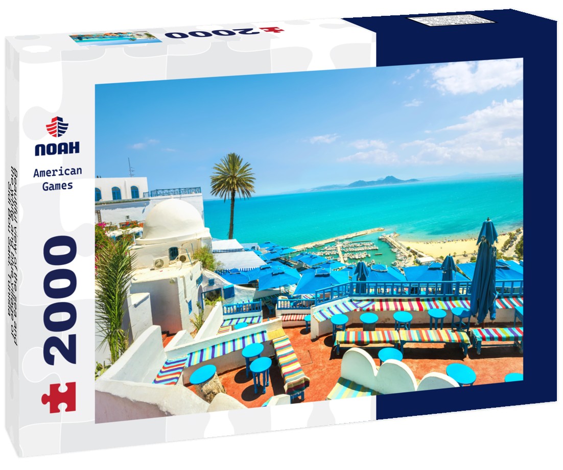 Beautiful view of the sea and the white and blue village of Sidi Bou Said. Tunisia 2000pc Puzzle