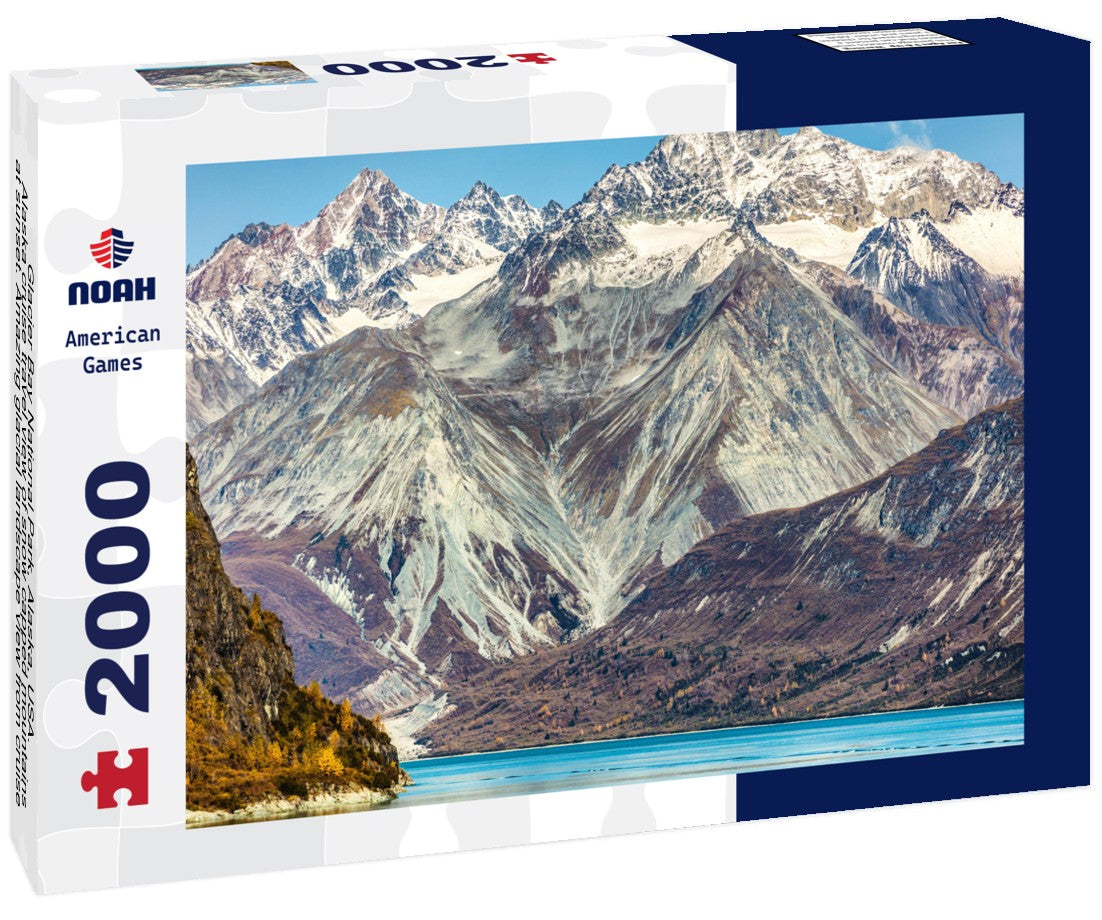 Glacier Bay National Park, Alaska, USA. Alaska cruise travel view of snow capped mountains at sunset. Amazing glacial landscape view from cruise ship vacation showing snowy mountain peaks 2000pc Puzzle