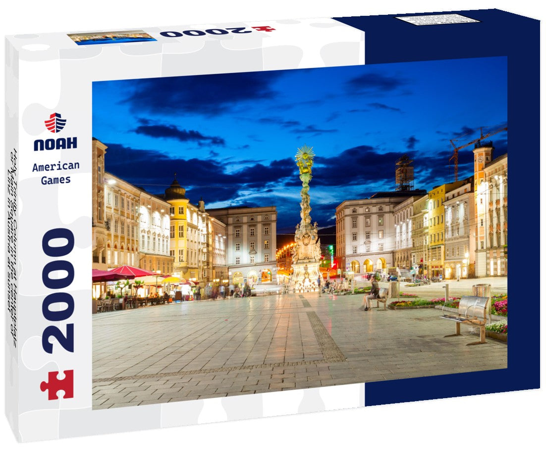 Holy Trinity Column at Hauptplatz or Main Square in the center of Linz in Austria at sunset 2000pc Puzzle