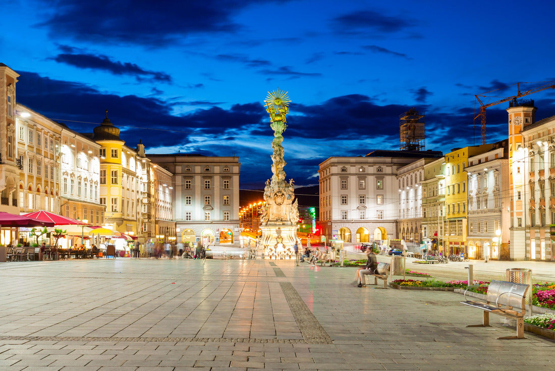 Holy Trinity Column at Hauptplatz or Main Square in the center of Linz in Austria at sunset 2000pc Puzzle