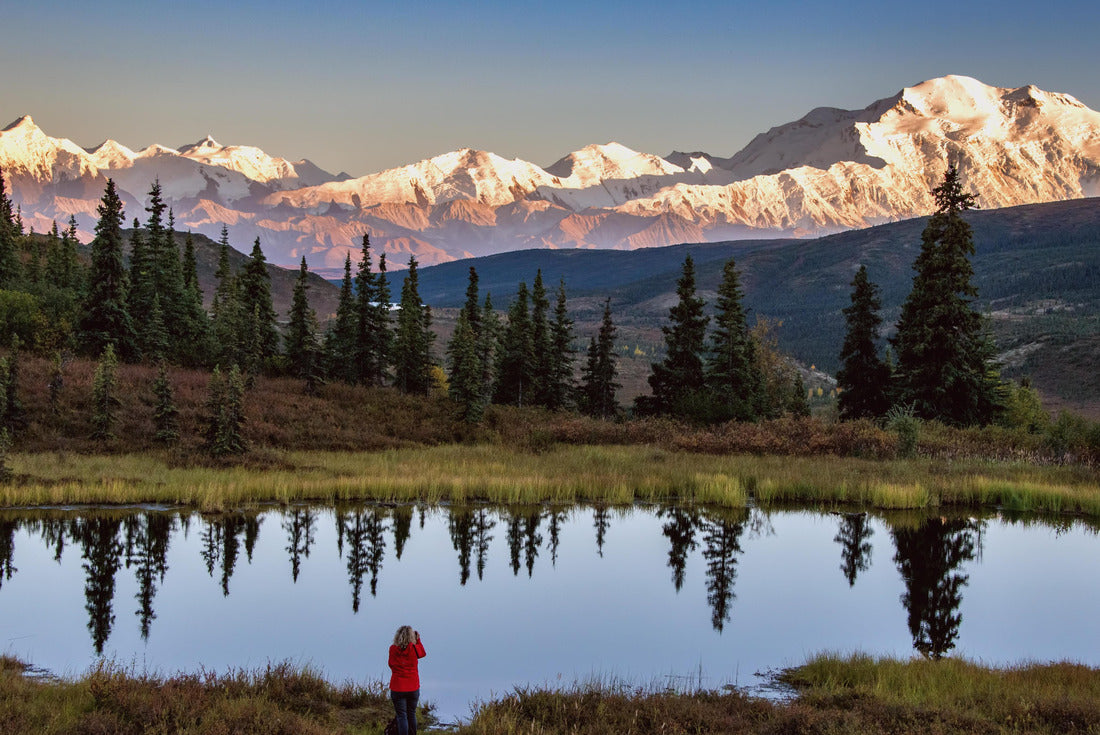 Alaska's Mount Denali floating on a calm pond at sunset, with clear blue skies above 2000pc Puzzle