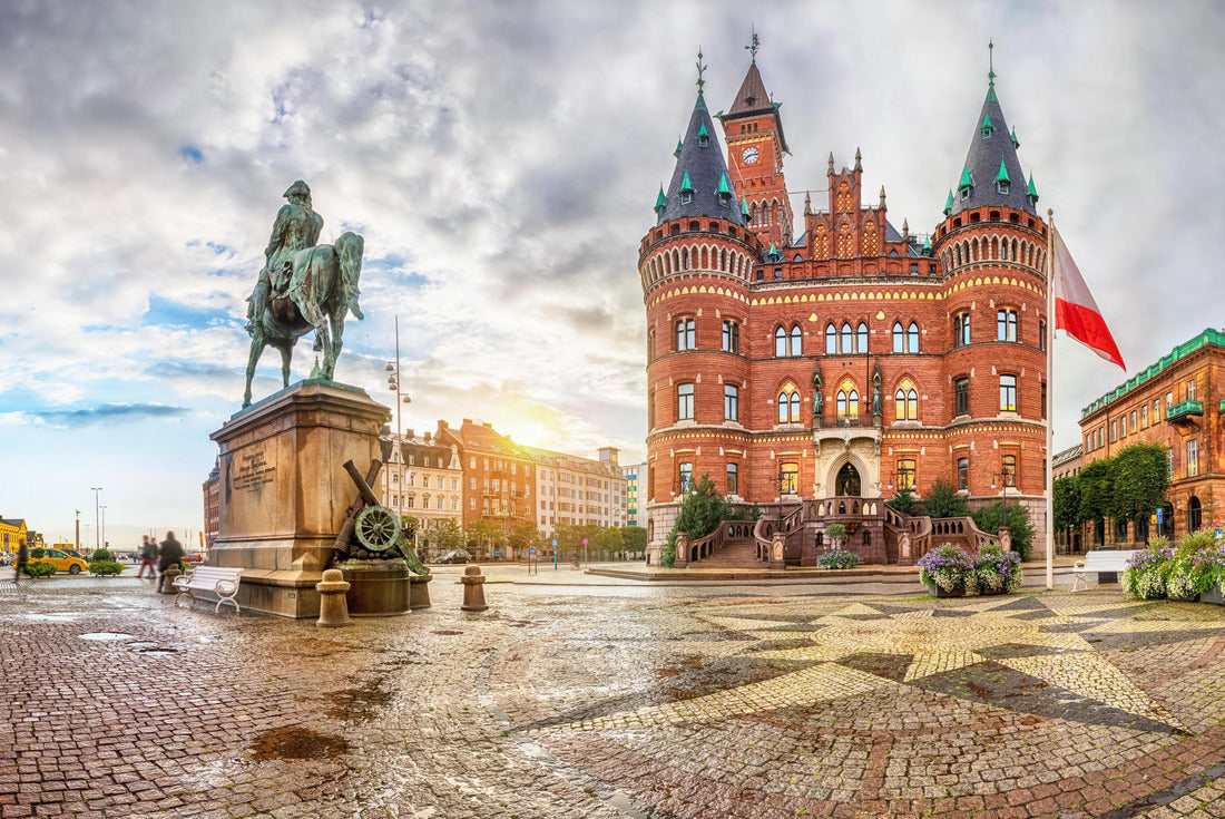 Noah Jigsaw Puzzle View of Helsingborg City Hall from Stortorget Square on a rainy evening in Helsingborg, Sweden 2000 pieces