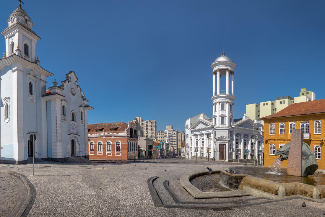 Garibaldi Square in the historical center of Curitiba with Presbytery Church, Rosario Church and Drooling Horse (Cavalo Babao) Fountain - Curitiba, Parana, Brazil 2000pc Puzzle