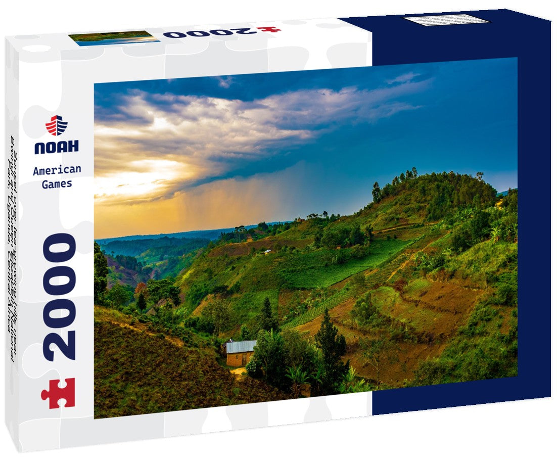 Sunset over tea-growing hills near Bwindi and Queen Elizabeth National Park, Uganda, Central Africa 2000pc Puzzle