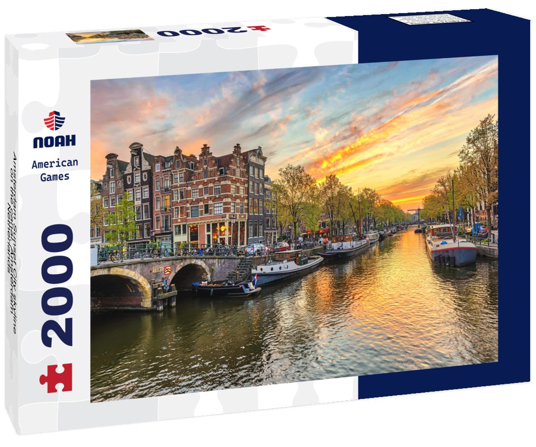 Amsterdam Sunset City skyline on the canal, Amsterdam, Netherlands 2000pc Puzzle