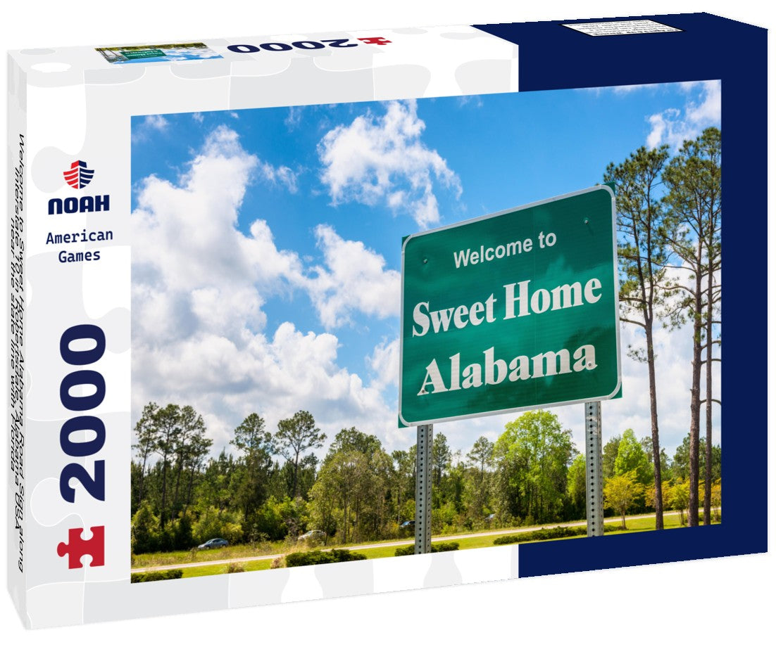 Welcome to Sweet Home Alabama Road Sign along Interstate 10 in Robertsdale, Alabama USA, near the state line with Florida 2000pc Puzzle