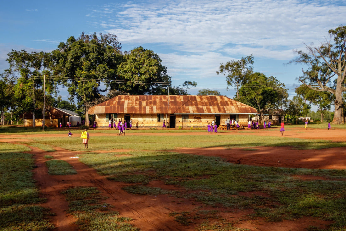 Kolonyi, Uganda: Many students with purple uniform waiting to enter the primary school in Kolonyi near Mbale in Uganda on a beautiful morning in November 2000pc Puzzle