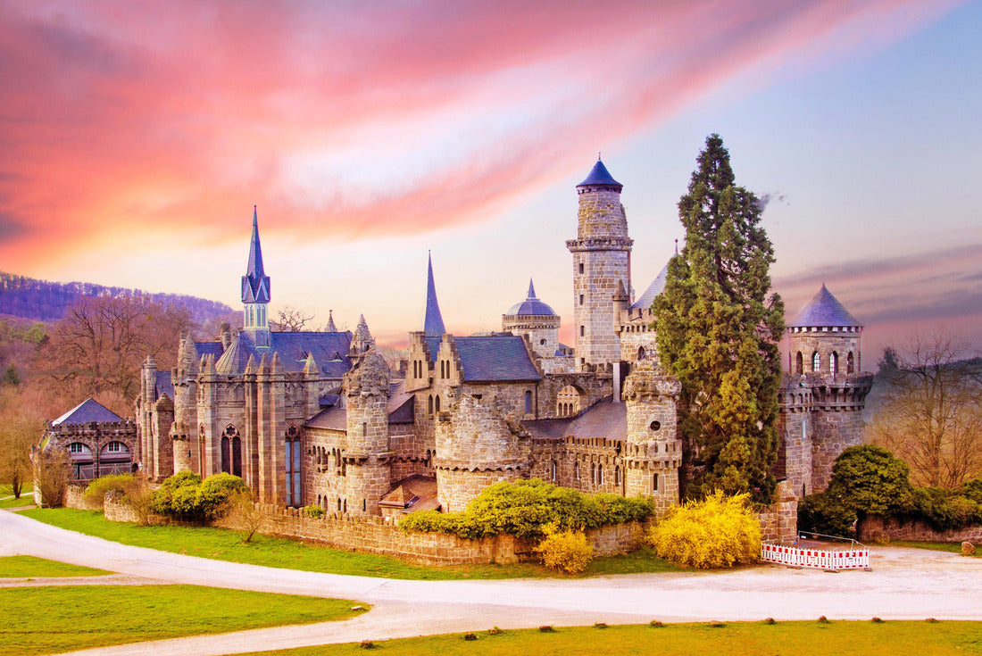 Magical landscape with medieval Lion castle or Lowenburg in Wilhelmshoehe Castle Park in Kassel, Germany, Europe at dawn 2000pc Puzzle