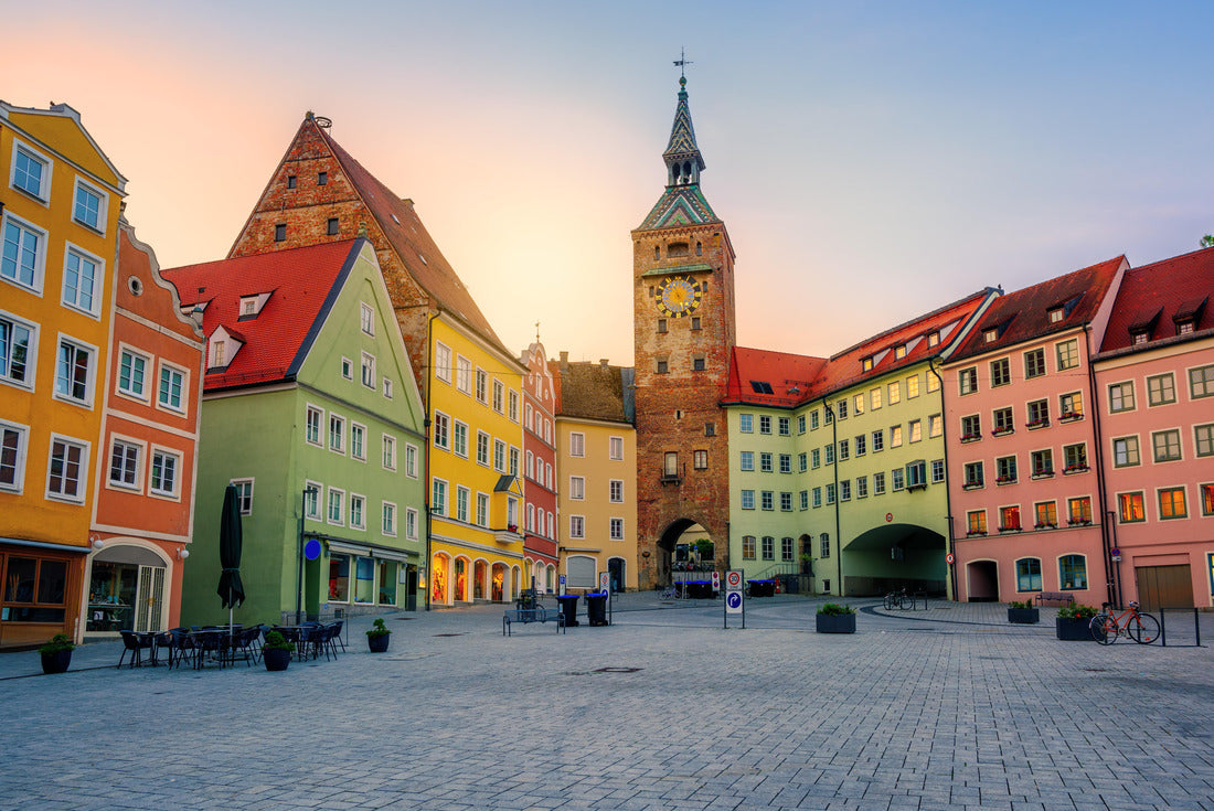 Traditional colorful houses in Landsberg am Lech, Germany Historic Gothic old town, Bavaria, Germany, at sunset 2000pc Puzzle