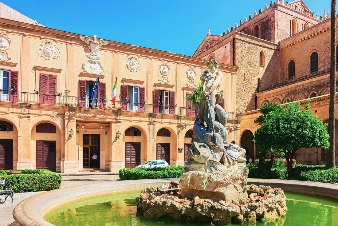 Street view with Monreale Cathedral, Palermo province, Sicily, Italy 2000pc Puzzle