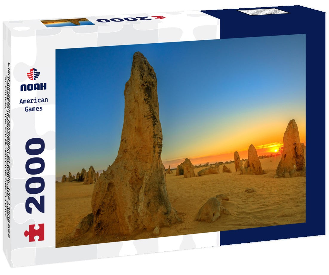 Giant limestone formation at dusk. The Pinnacles Desert in Nambung National Park, offers, at sunset, the show with the best colors 2000pc Puzzle
