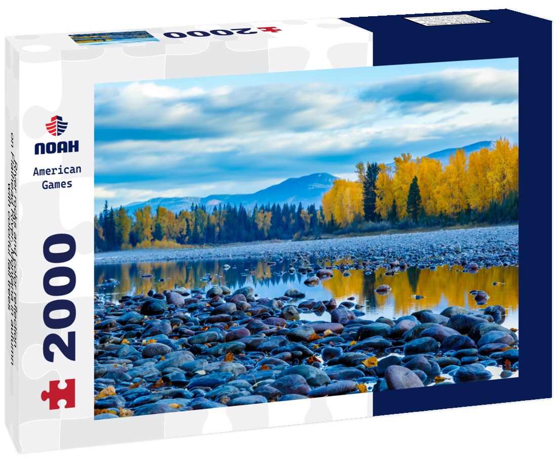 River rocks and color reflection on Flathead River, Montana in autumn with colorful fall trees 2000pc Puzzle
