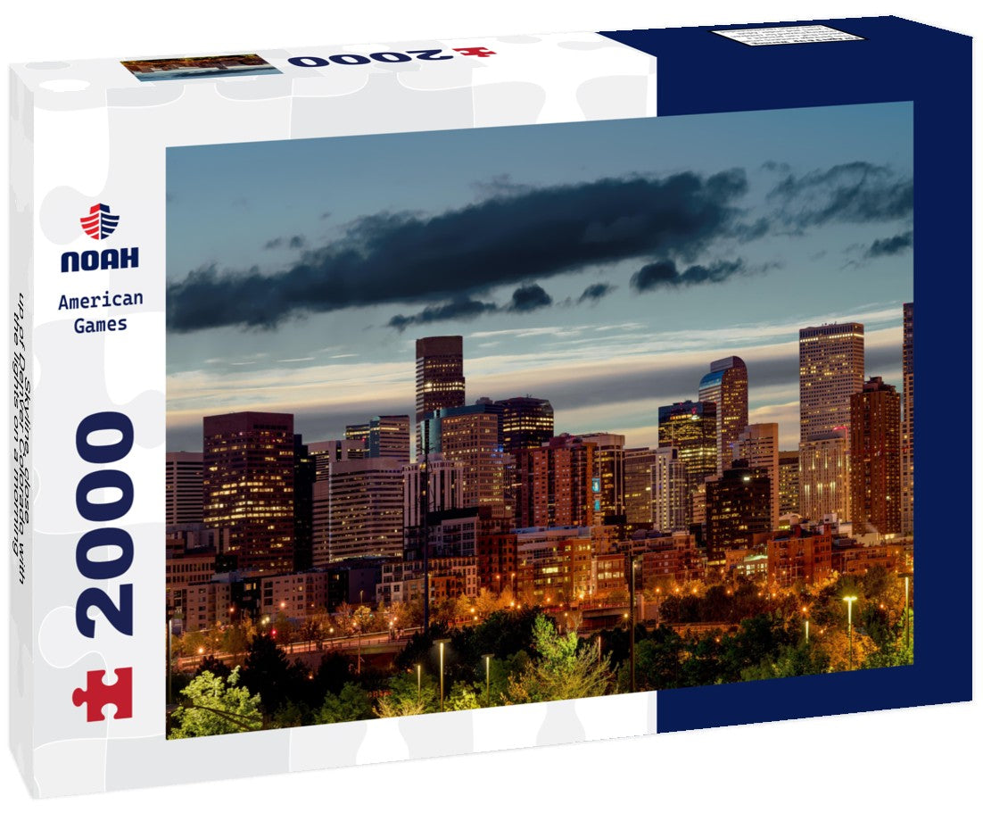 Skyline, close-up of Denver Colorado with the lights on a morning 2000pc Puzzle